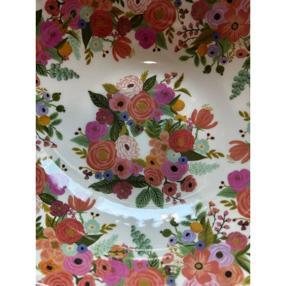 Rifle Paper Co Garden Party Melamine Serving Bowl Floral Scalloped Rim New NWT